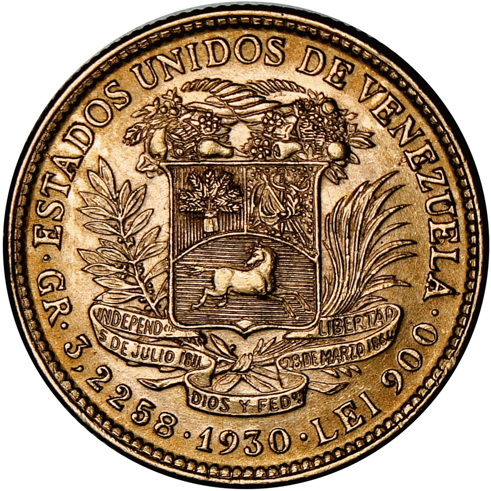 Moneda 10 Bolívares 1930 Realito de Oro  - Numisfila