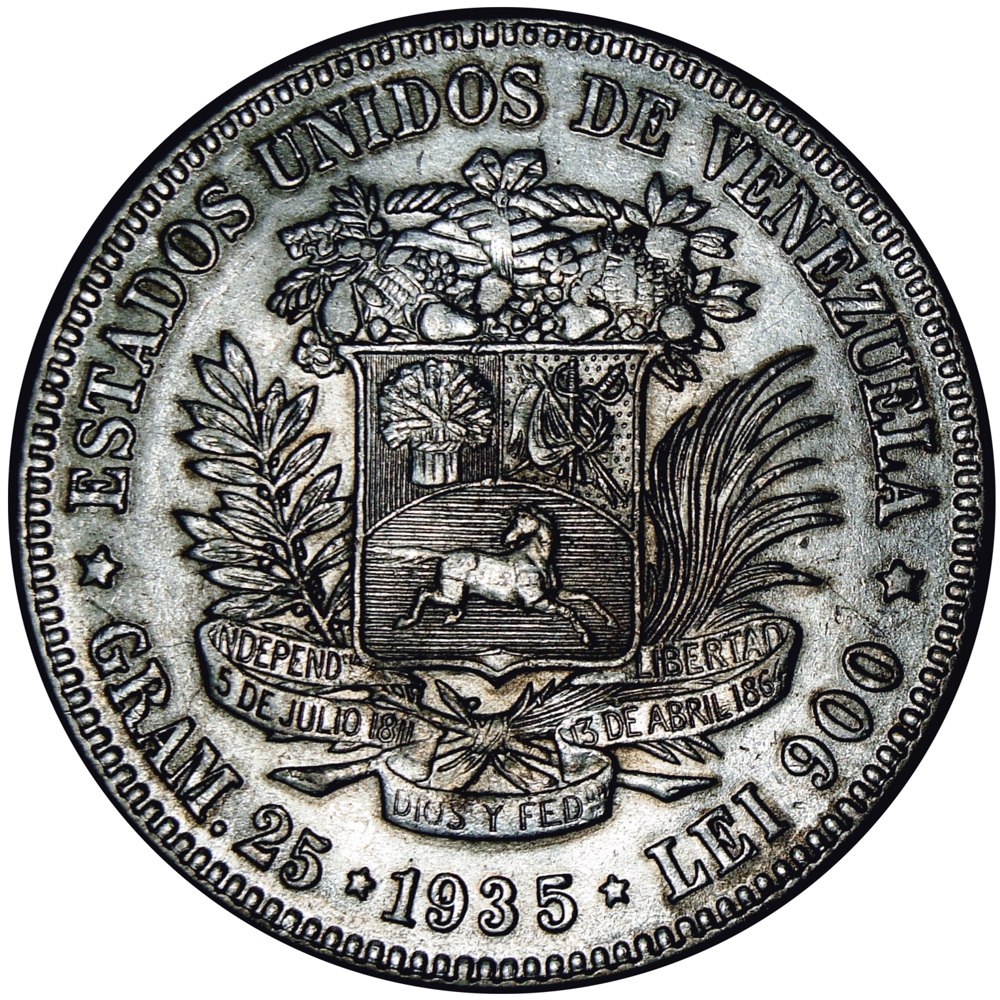 Fuerte Moneda de Plata 5 Bolívares 1935 - Numisfila