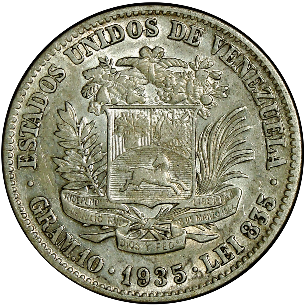 Venezuela Moneda 2 Bolívares de Plata 1935 - Numisfila