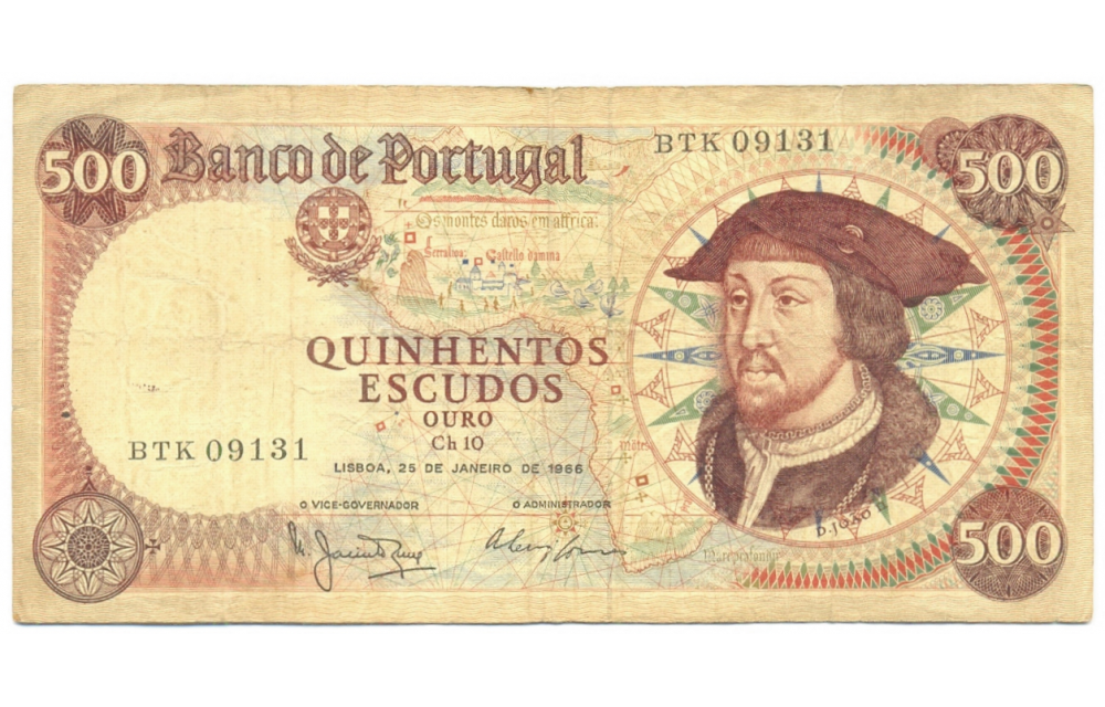 Billete Portugal 500 Escudos 1966 Juan II