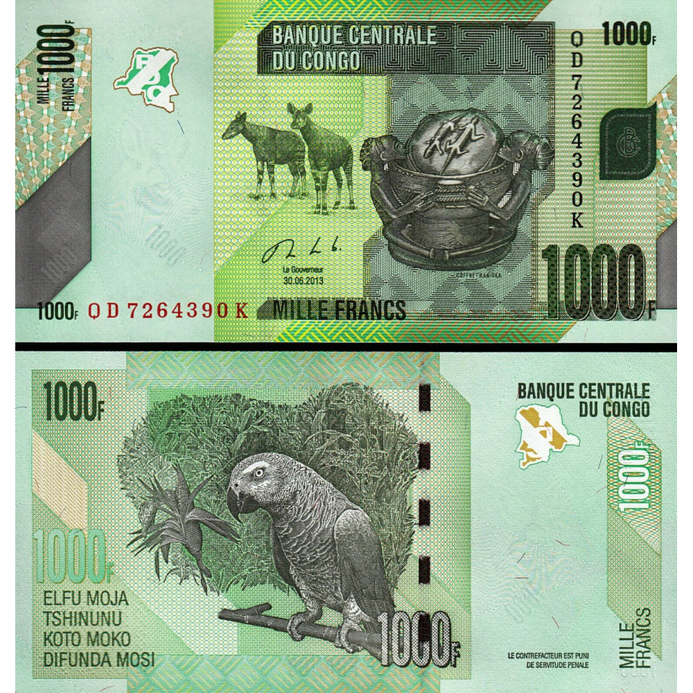 Billete República Democrática del Congo 1.000 Francs 2013 - Numisfila