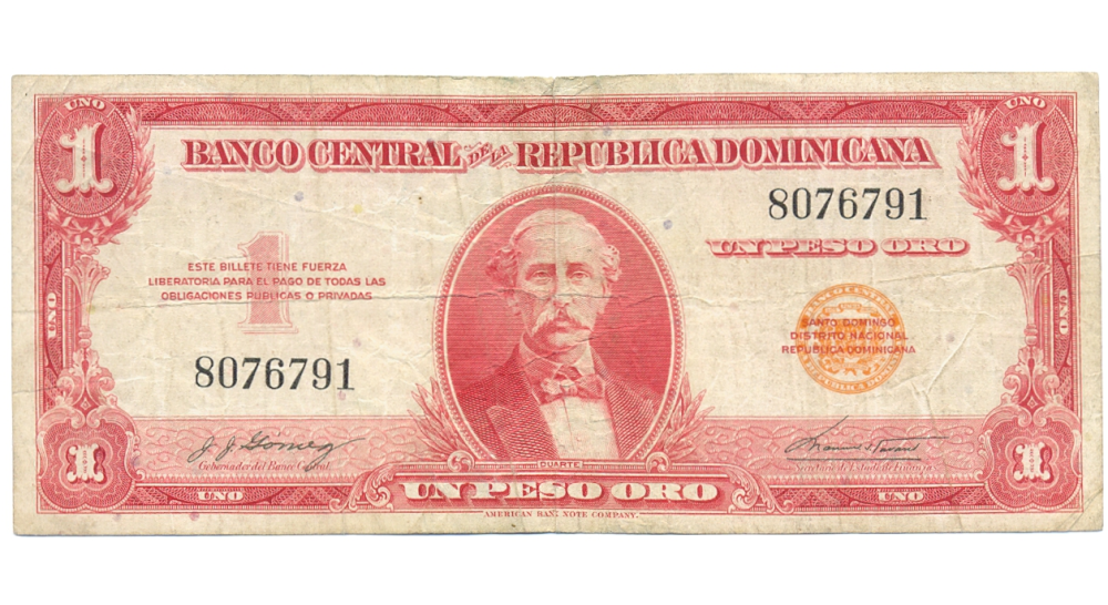 Billete Republica Dominicana 1 Peso Oro 1962-1963  - Numisfila