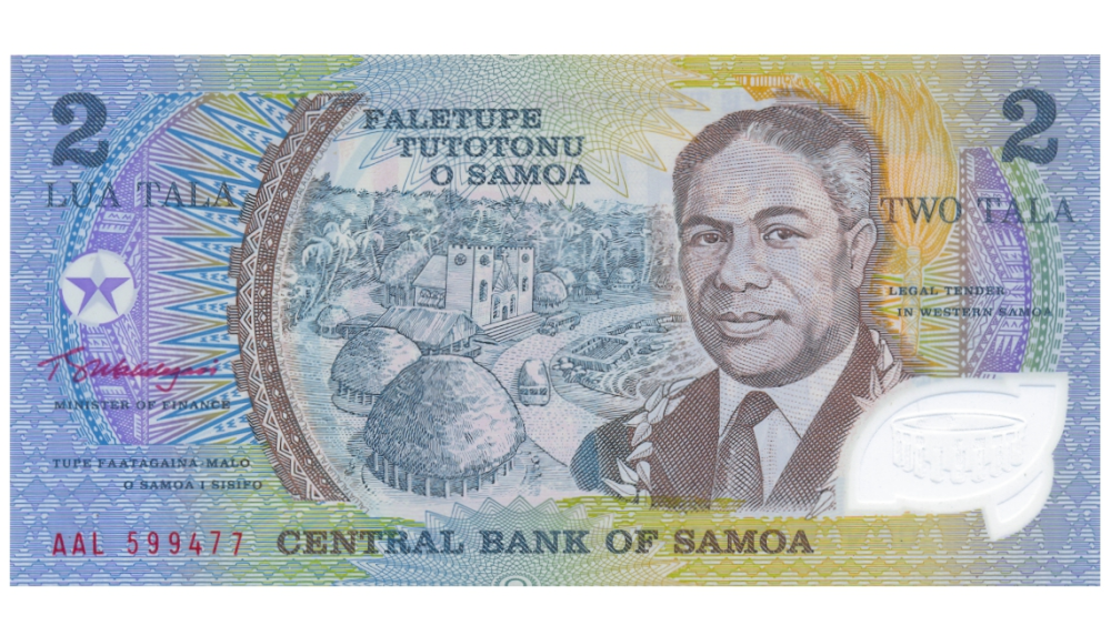 Billete Plástico Samoa 2 Tala 2003-2009 Malietoa Tanumafili II  - Numisfila