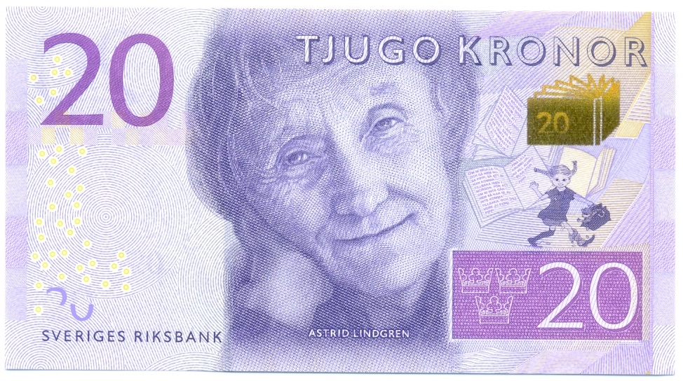 Billete Suecia 20 Kronor 2015 Escritora Astrid Lindgren - Numisfila