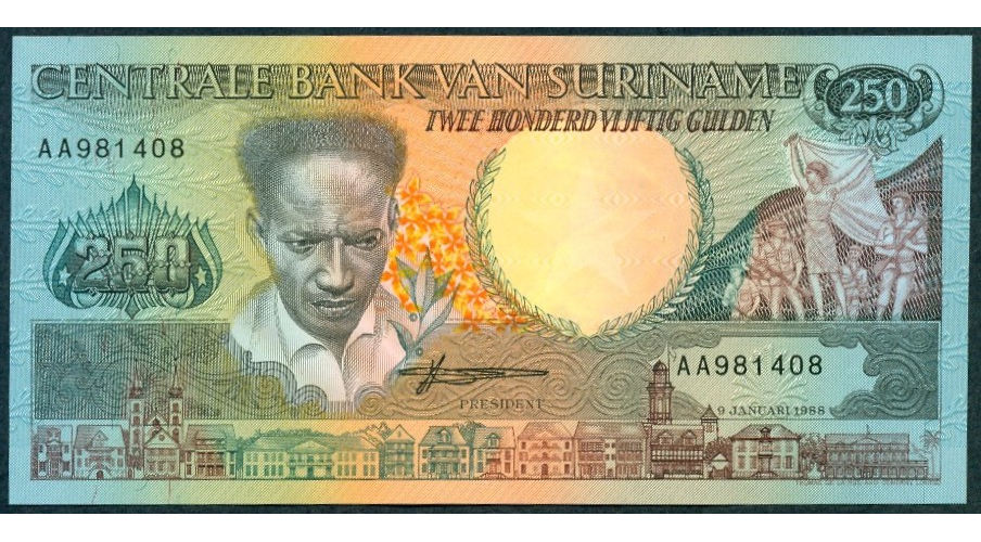 Billete Suriname de 250 Gulden 1988 - Numisfila