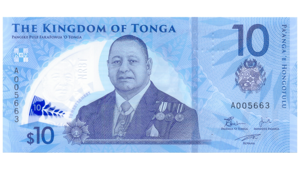 Billete Plástico Tonga 10  Pa´anga 2023 Rey Tupou VI - Numisfila