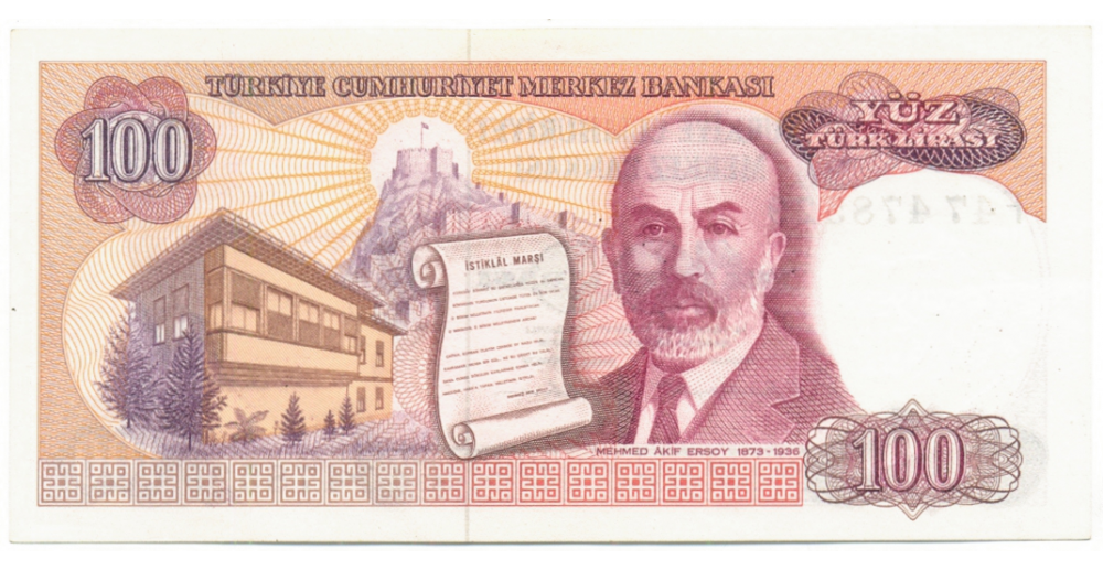 Billete Turquía 100 Liras 1970  Mustafá Kemal Atatürk  - Numisfila
