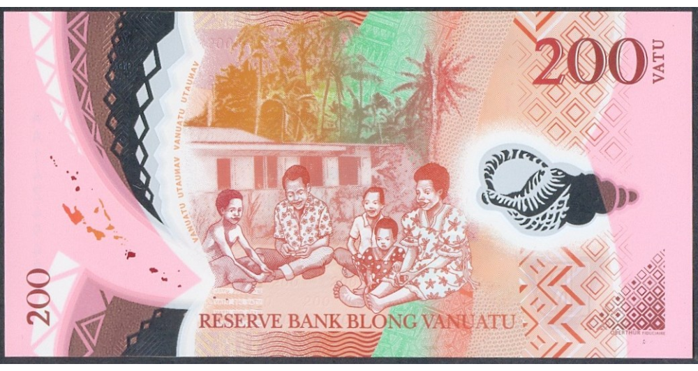 Billete Plástico Vanuatu 200 Vatu 2014  - Numisfila